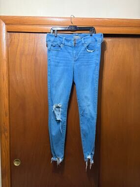 Torrid Jeans 16XT Feel The Fit Skinny Distressed Frayed Hem Tall Stretch Denim
